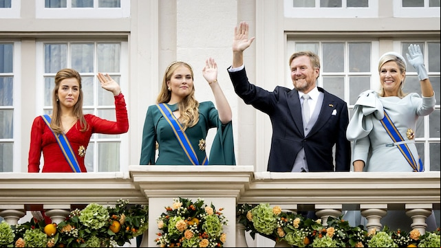 Los reyes Guillermo y Máxima de Holanda con Amalia de Holanda y Alexia de Holanda en el Día del Príncipe el 17 de septiembre de 2024