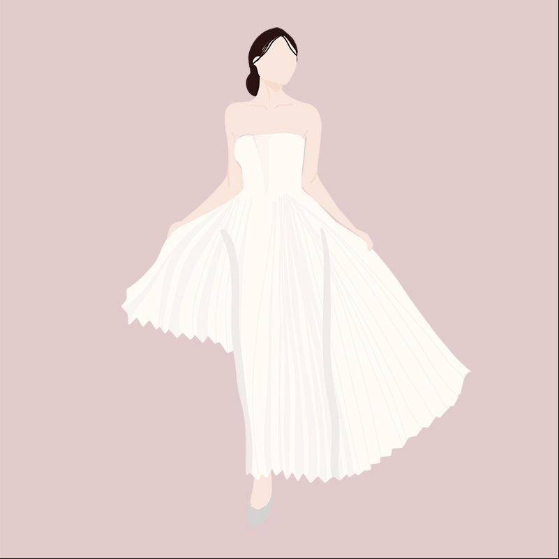 vestido novia falda plisada