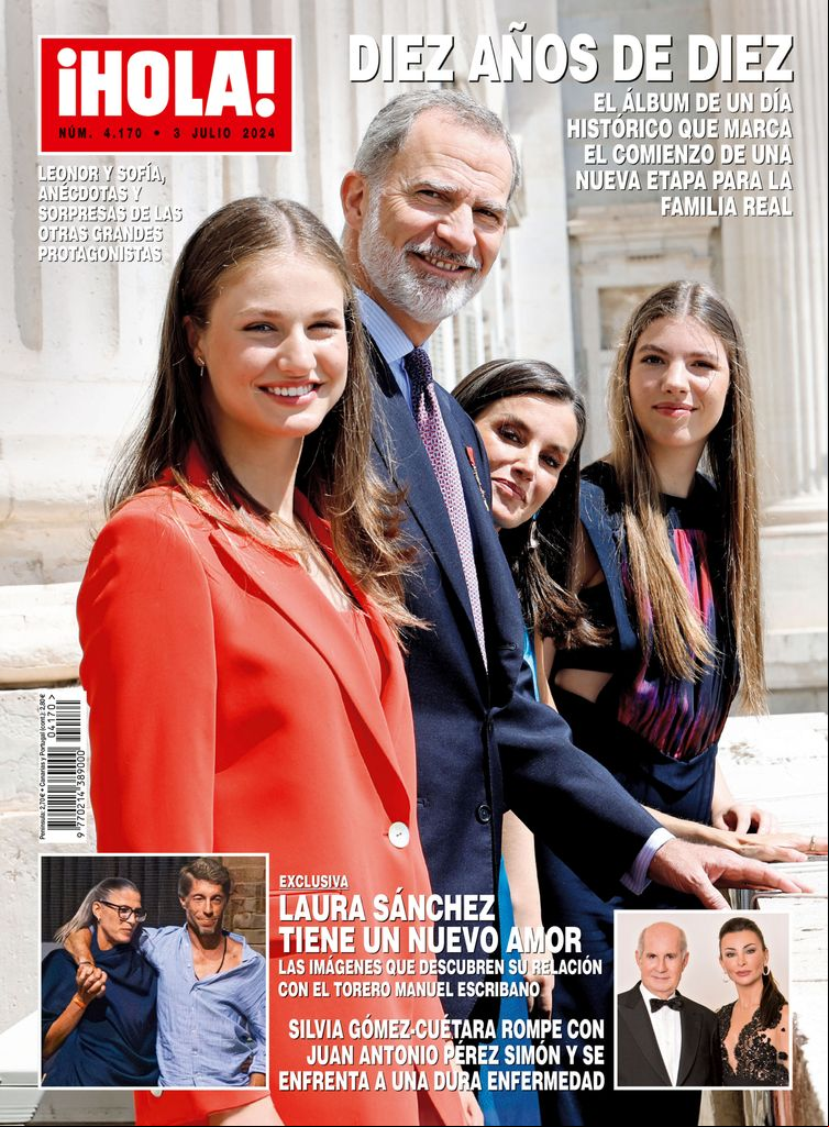 Los reyes, la princesa Leonor y la infanta Sofía en la celebración de los diez años de reinado de Felipe VI