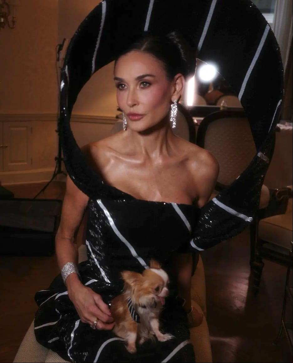 Pilaf wore a mini version of Demi Moore's Met Gala look
