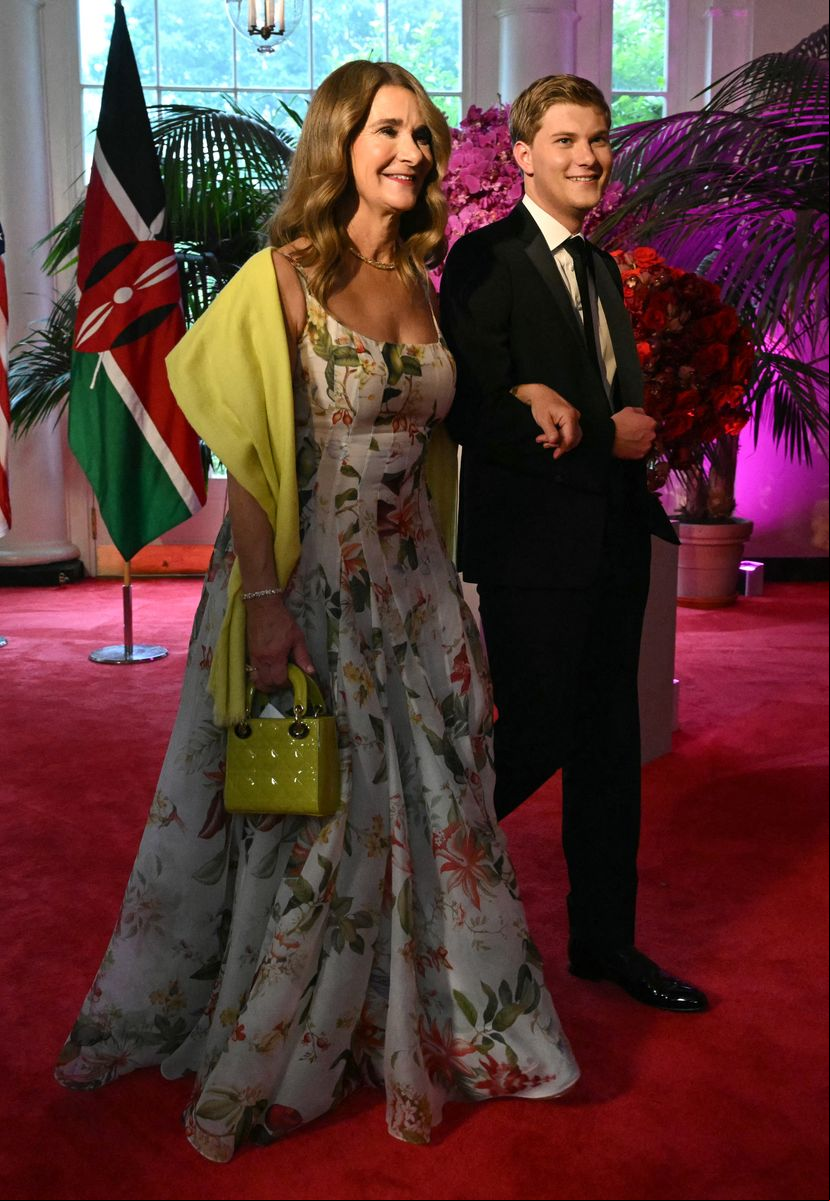 Melinda French Gates and Rory Gates arrive at the Booksellers Room of the White House on the occasion of the State Dinner with the Kenyan president at the White House in Washington, DC, on May 23, 2024.