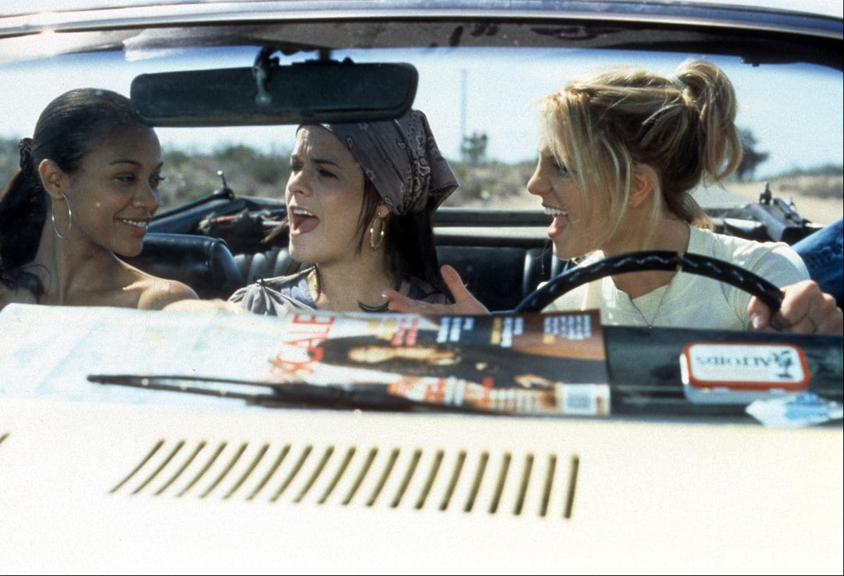 Zoe Saldana, Taryn Manning, and Britney Spears on the set of 'Crossroads'