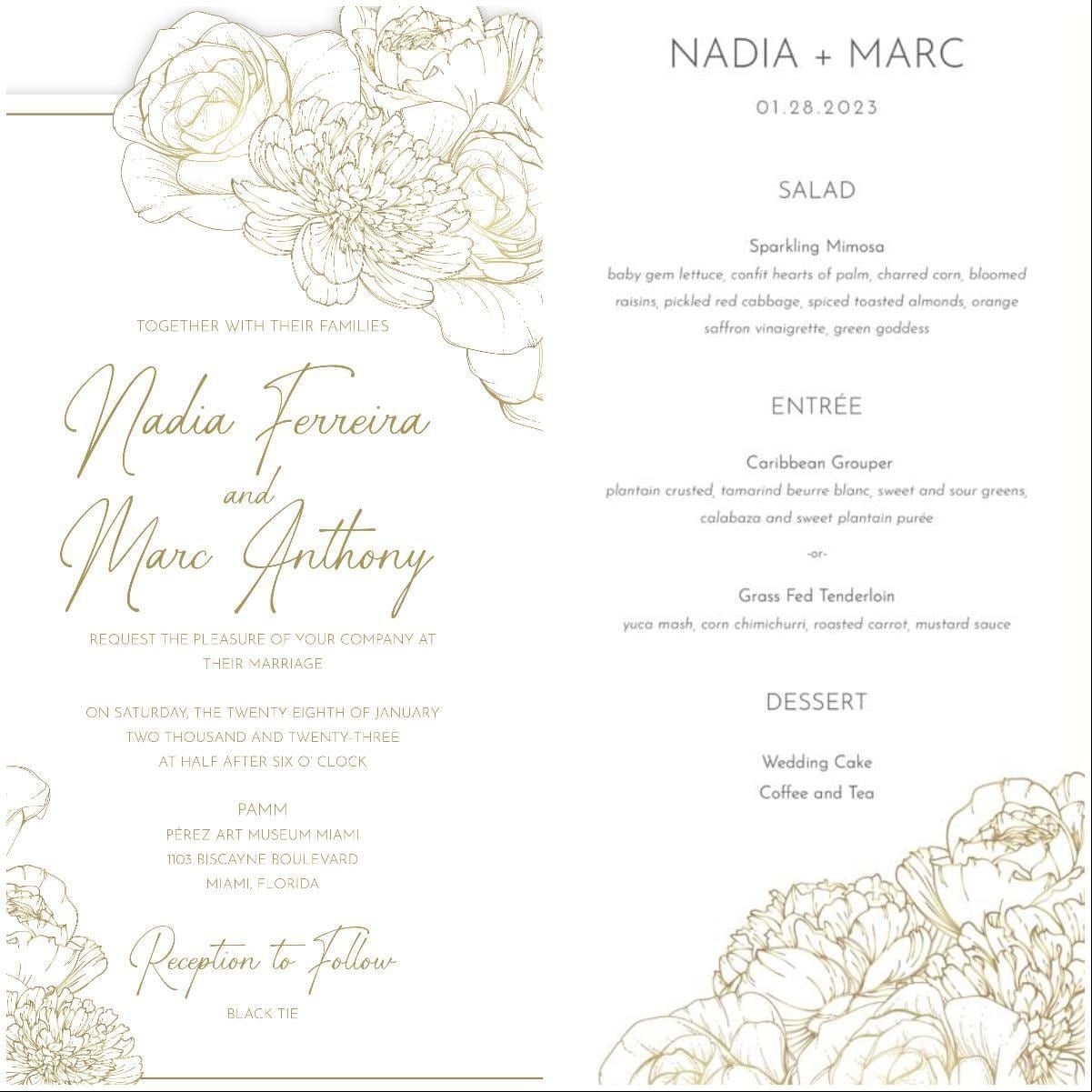 Wedding Invitation and menu