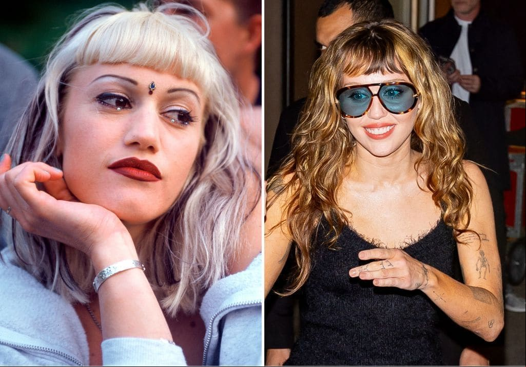 In 1996, Gwen Stefani wore her baby bangs with natural, free-flowing hair—just like Miley’s doing now.