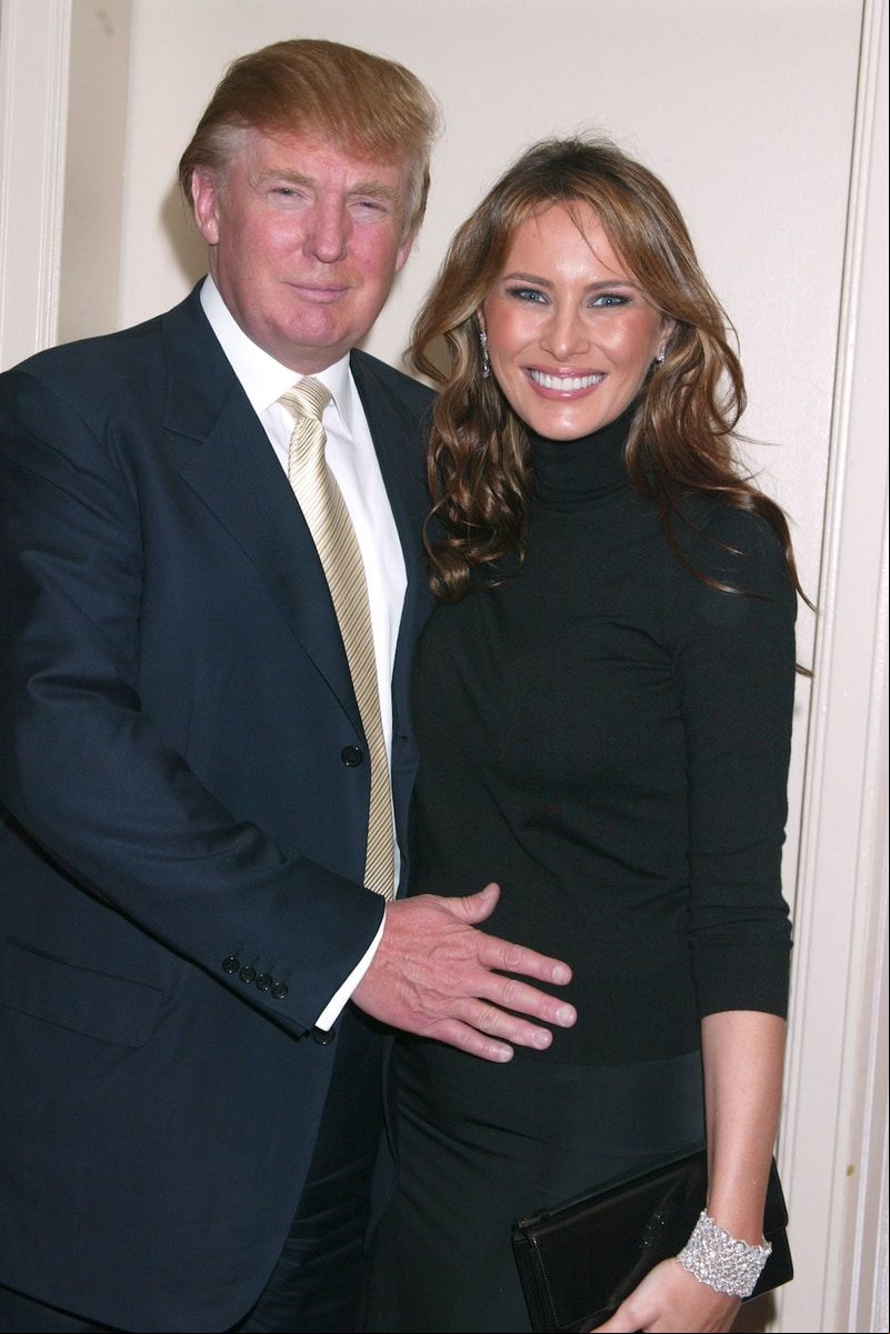 Donald Trump and Melania Trump who is pregnant during The 2005 IRTS Foundation Awards at Waldorf-Astoria in New York City, New York, United States. (Photo by Gregory Pace/FilmMagic)