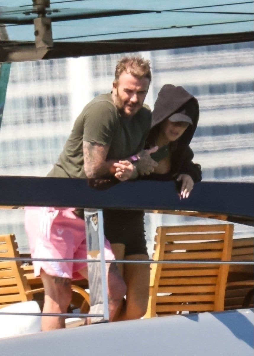 David and Victoria Beckham enjoyed their day aboard their yacht in Miami